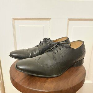 Topman brogue wing tip black leather dress shoes